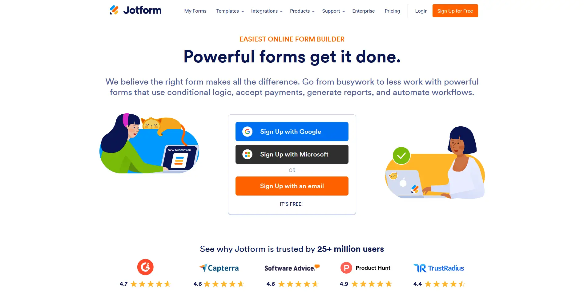 Jotform's homepage